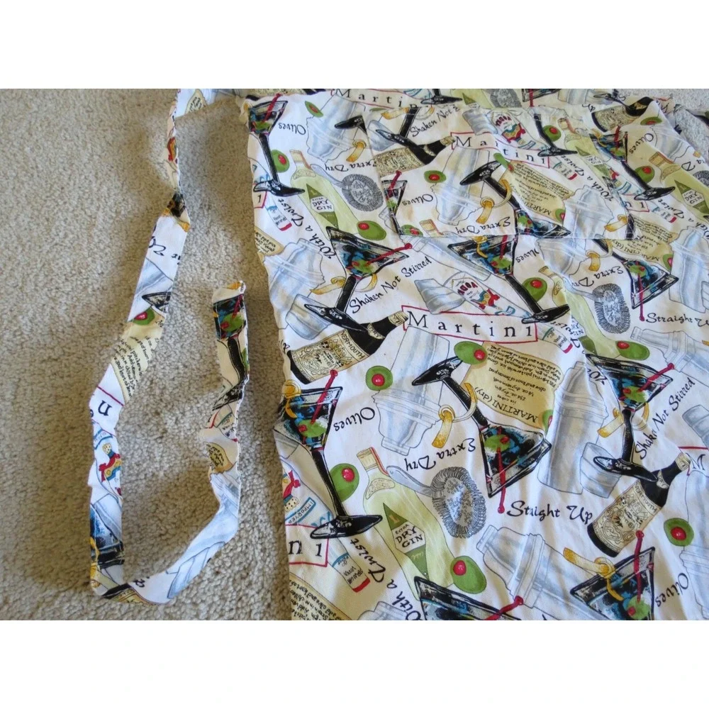 Martini Wine Glass Kitchen Apron Multicolor Cotton Made in Italy